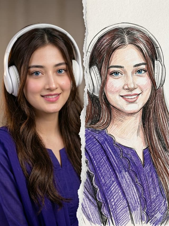 Profile / Avatar - Split Photo and Sketch Portrait Effect — output