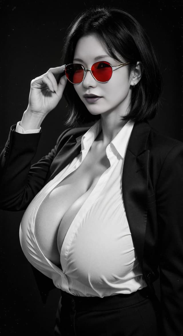 Profile / Avatar - Monochrome Boss Portrait With Red Sunglasses — output