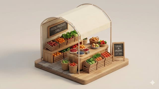 Minimal 3D Isometric Urban Retail Kiosk Diorama — output