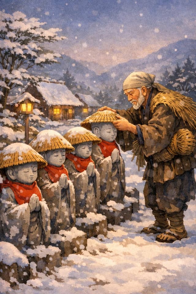 Kasa Jizo Folktale Illustration Prompt — output