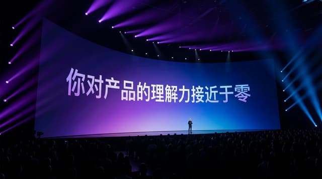 Apple keynote-style event scene from text — output