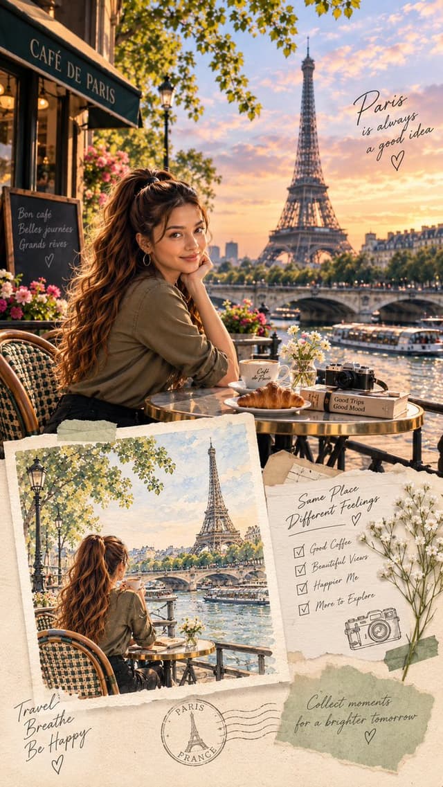 Social Media Post - Paris Café Travel Scrapbook Collage — output