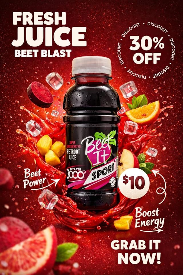 Product Marketing - Product Photography Poster with Liquid Splash and Text Overlays — output