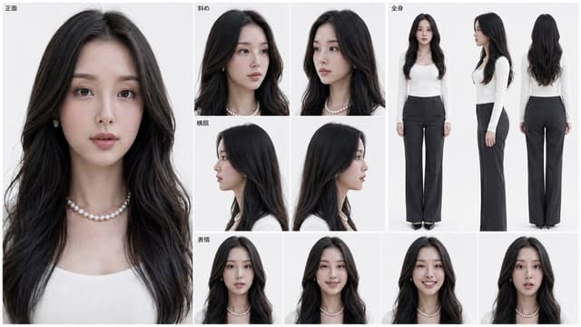 Product Marketing - Photorealistic Female Character Sheet — output