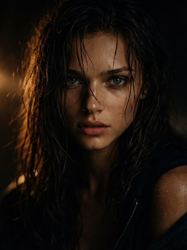 Cinematic Wet Hair Portrait Prompt — output