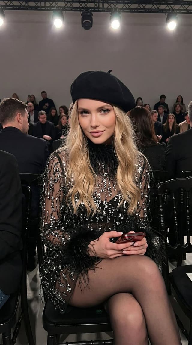 Social Media Post - Glamorous Black Sequin Mini Dress Fashion Portrait — output