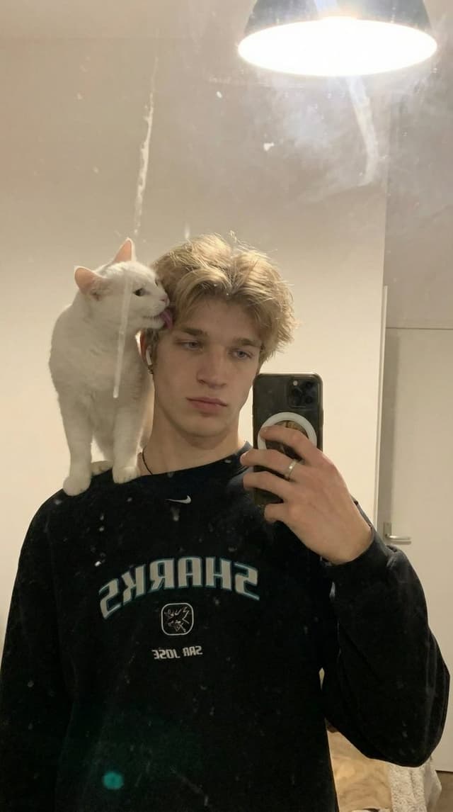 Profile / Avatar - Cozy Aesthetic Mirror Selfie with White Cat — output