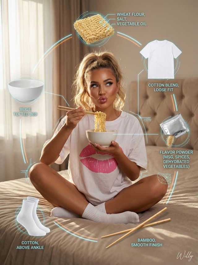 Infographic / Edu Visual - Photorealistic Product Anatomy Image Prompt (Instant Noodles) — output
