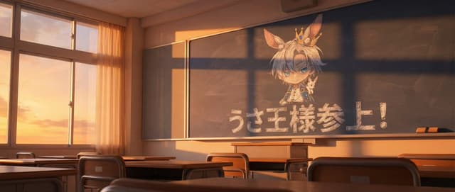 Chalkboard king rabbit illustration at sunset — output