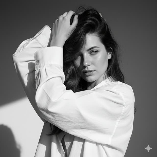 High-Fashion Black and White Editorial Portrait Prompt (Facial Lock) — output