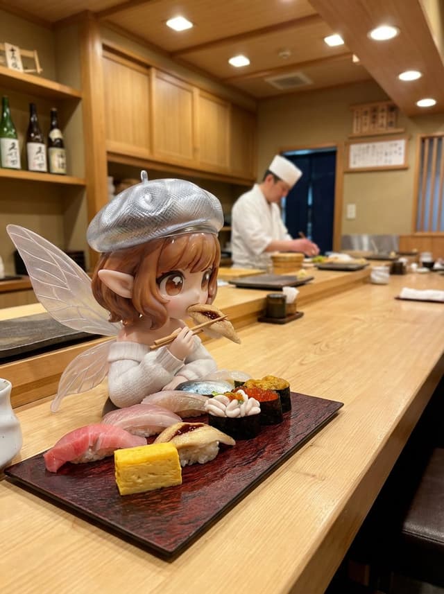Fairy Eating Sushi Image Prompt — output