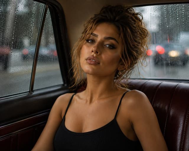 Social Media Post - Photorealistic Close-up Portrait in Vintage Car — output