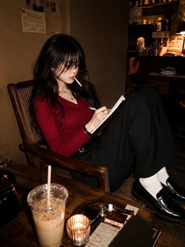 Social Media Post - Japanese Woman Luxury Café Editorial — output