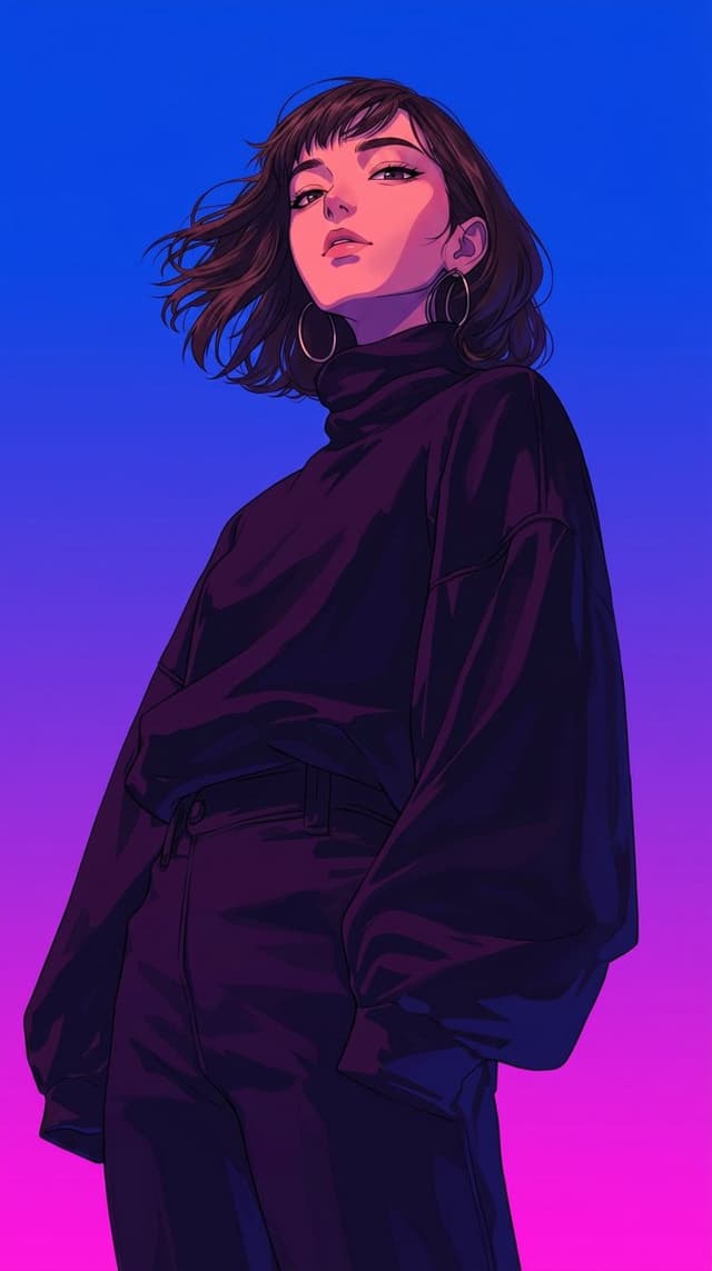 Profile / Avatar - Retro-Modern Neon Anime Painting — output