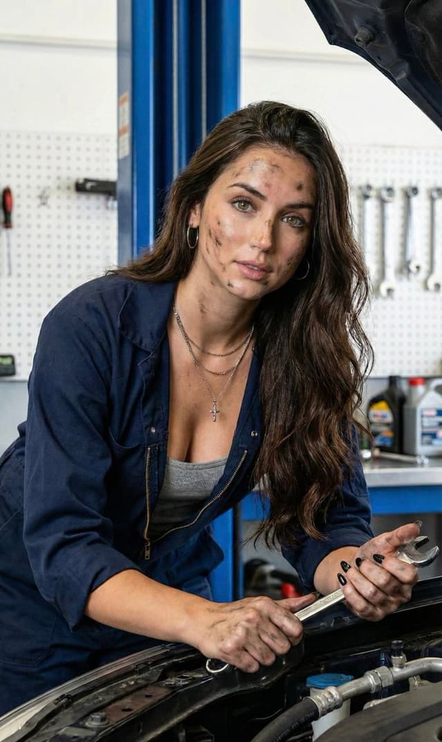 Hyper-Realistic Female Mechanic Portrait Prompt (JSON) — output