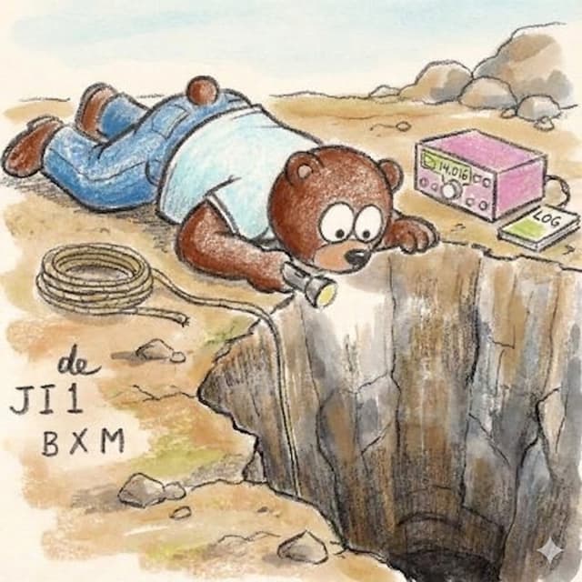 Bear Peering into a Deep Hole Illustration — output