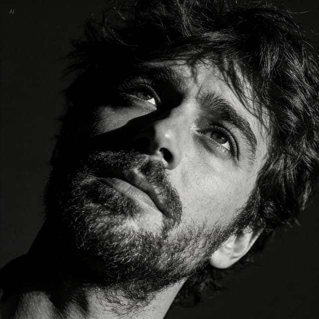 Dramatic Black and White Portrait with Silhouette Lighting Prompt — output
