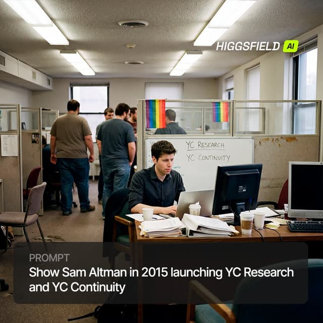 Historical Event Image Generation: Sam Altman Launching YC Research and Continuity — output
