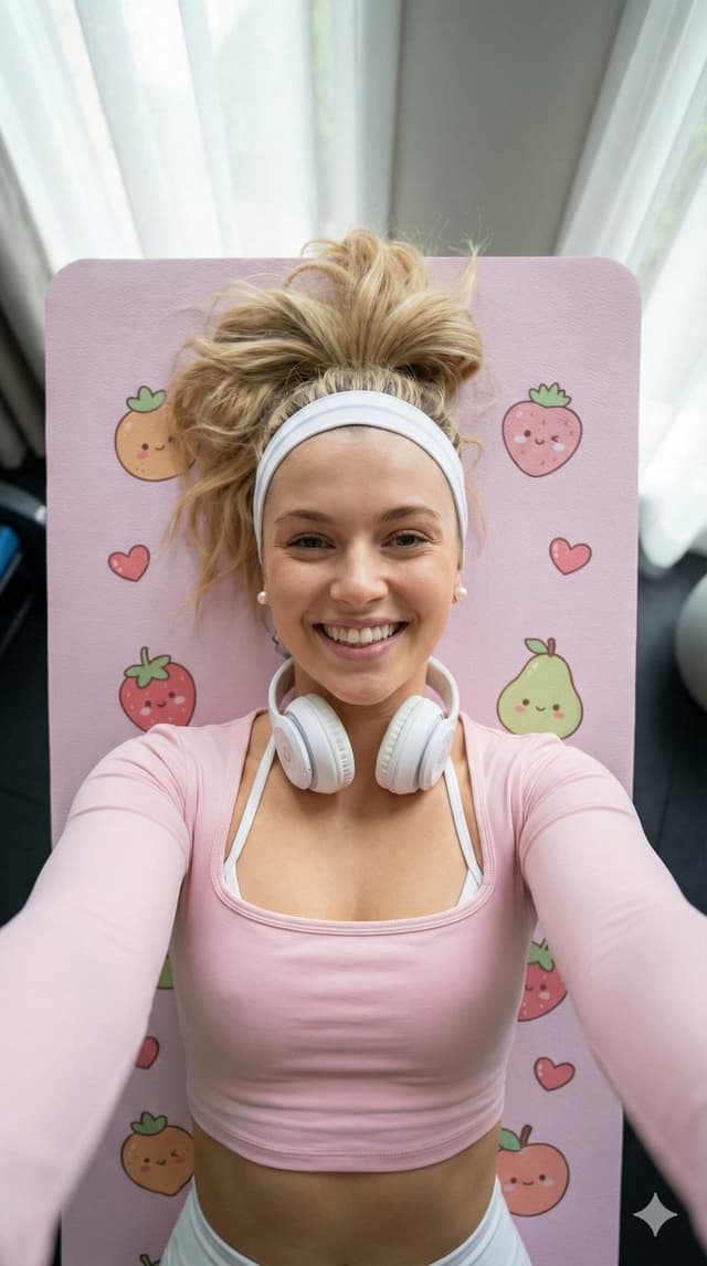 Motivational Yoga Selfie with Pastel Aesthetic — output