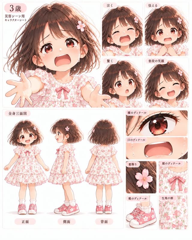 Infographic / Edu Visual - Anime Character Sheet: Crying Girl
