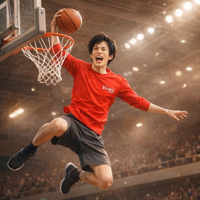 Dynamic Basketball Dunk Photo — output