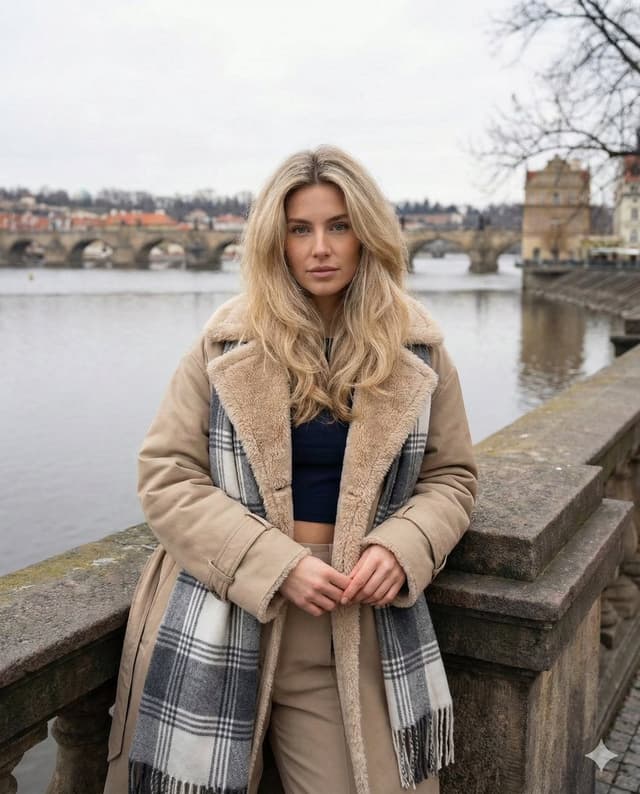 Product Marketing - Winter Street Style Portrait in European City Prompt — output