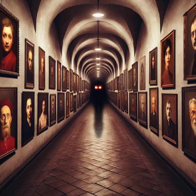 Eerie Hallway with Shadow Creature Prompt — output