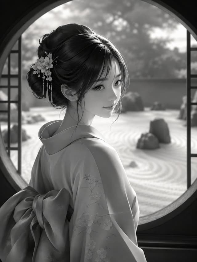 Profile / Avatar - Monochrome Kimono Portrait — output