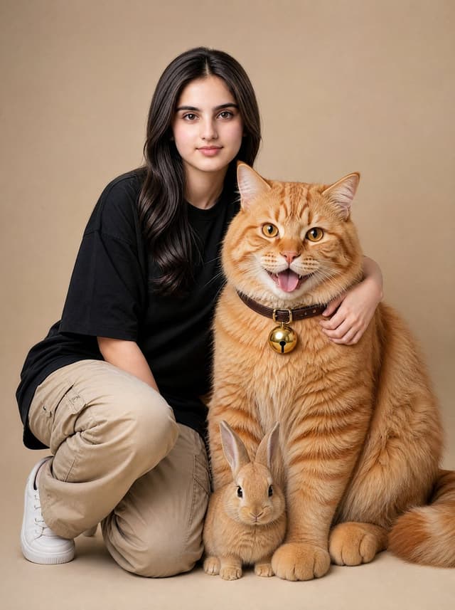 Profile / Avatar - Woman with Giant Cat Studio Portrait — output
