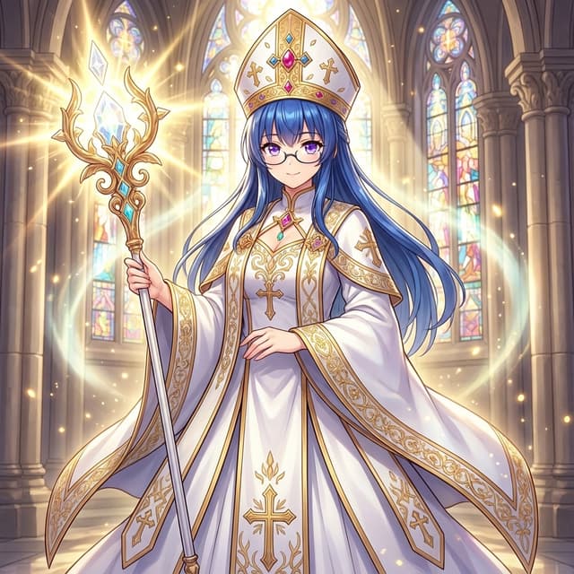 Bishop Transformation with Healing Light and Glasses — output