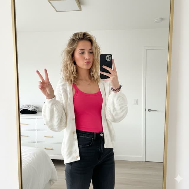 Detailed JSON prompt for a mirror selfie image generation — output