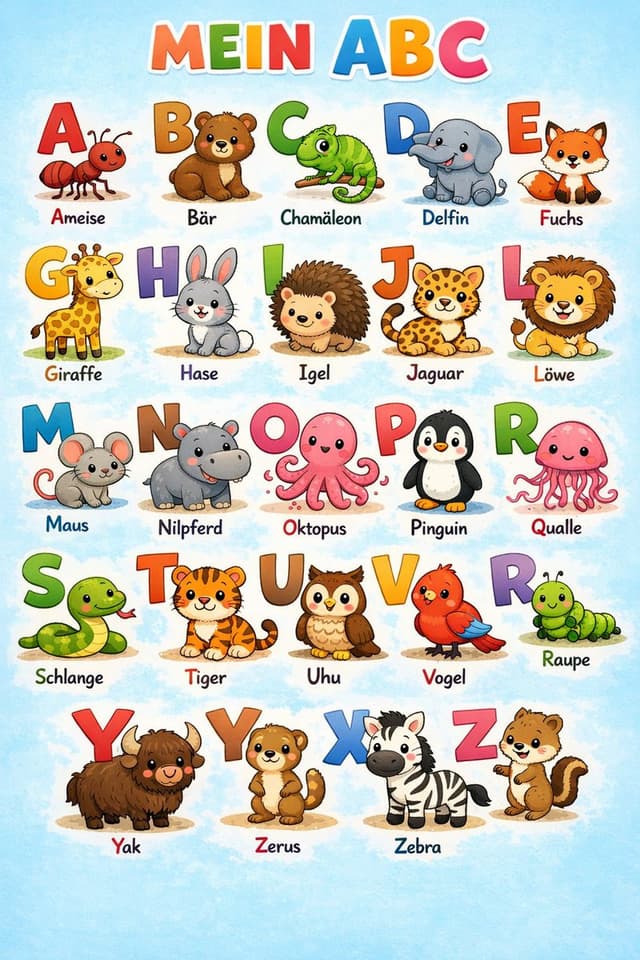 German alphabet poster for children — output