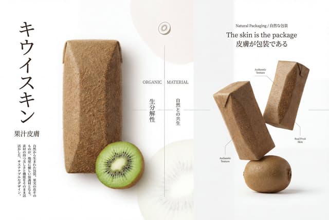 Product Marketing - Premium Japanese-Style Kiwi Juice Skin Packaging Poster — output