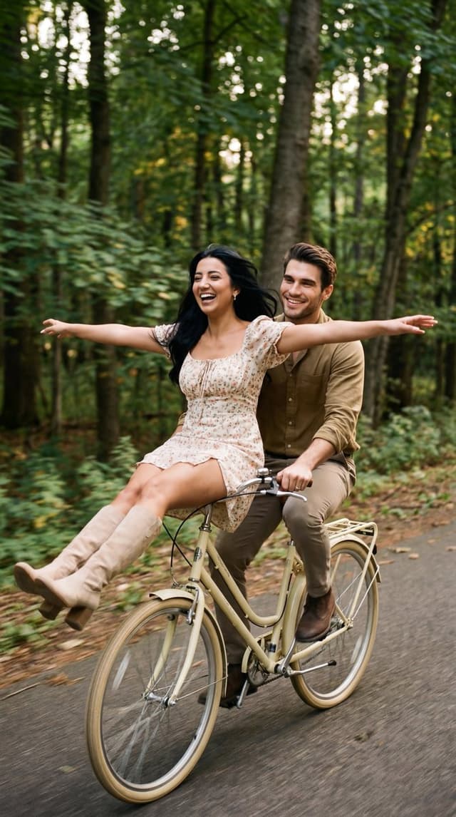 Cinematic Vintage Bicycle Romance Film Still — output