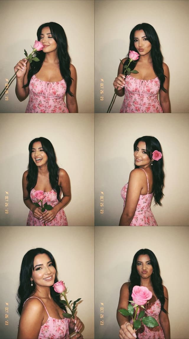 Profile / Avatar - 6-Panel Photobooth Grid with Pink Dress and Rose — output