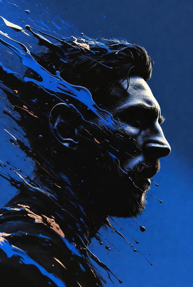 Stylized Portrait with Paint Splashes — output