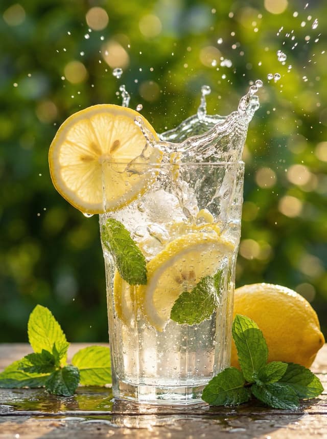 Hyper-Realistic Lemon Mint Drink Macro Photography Prompt — output