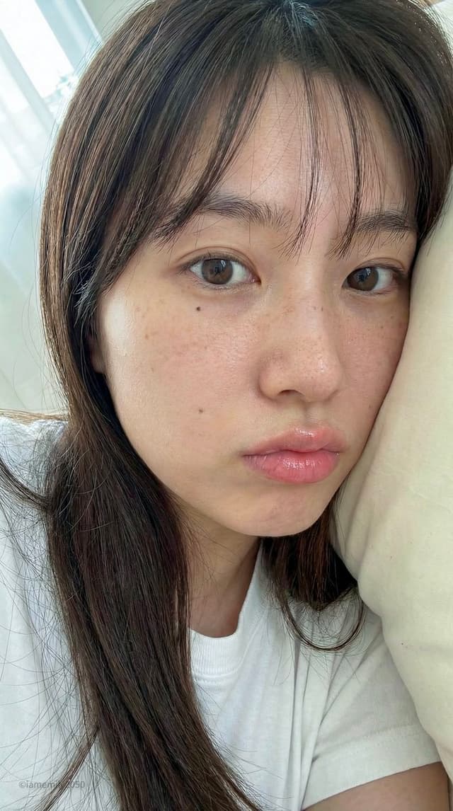 Extreme Close-Up Portrait of a Woman Sleeping on a Pillow — output