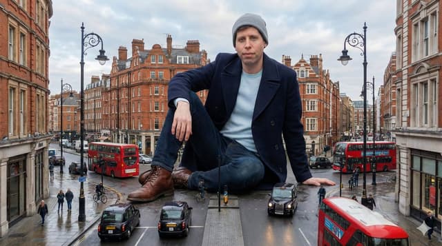 Colossal Man Sitting on a London Street — output