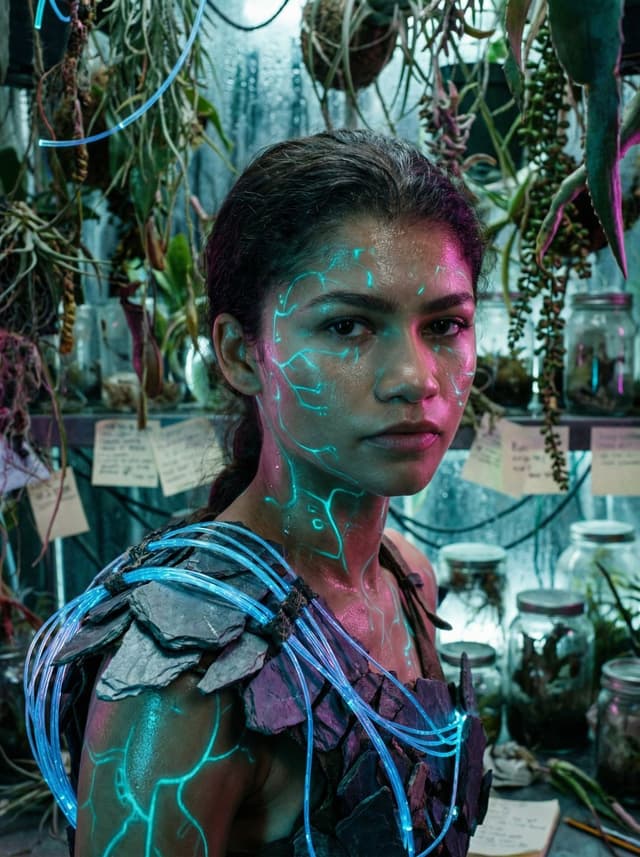 Game Asset - Bioluminescent Archivist Sci-Fi Portrait Prompt — output