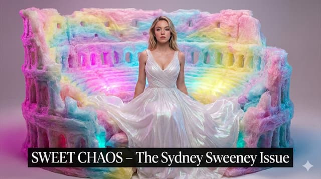 Product Marketing - Surreal Sydney Sweeney Portrait in Cotton Candy Amphitheater — output