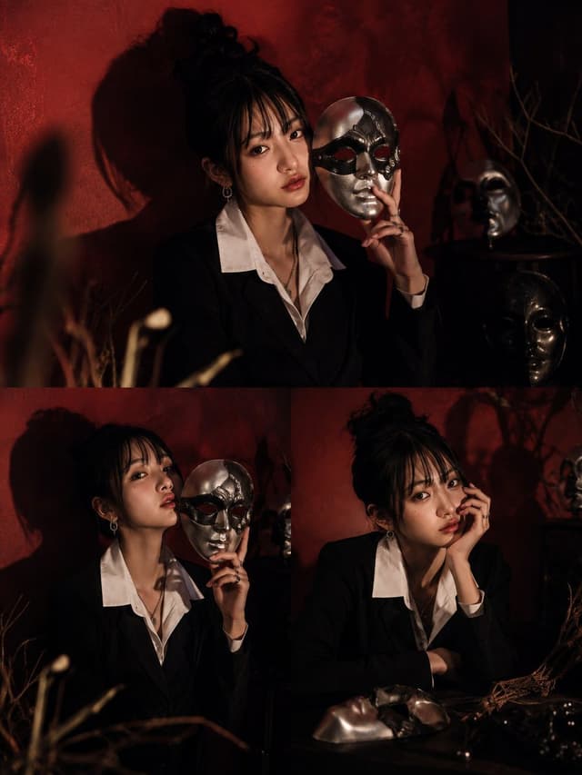 Social Media Post - Dark Gothic Editorial Mask Portrait — output