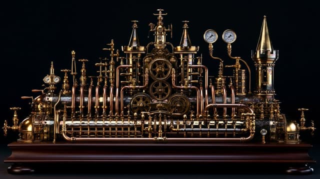 Game Asset - Intricate Steampunk Mechanical Sculpture — output
