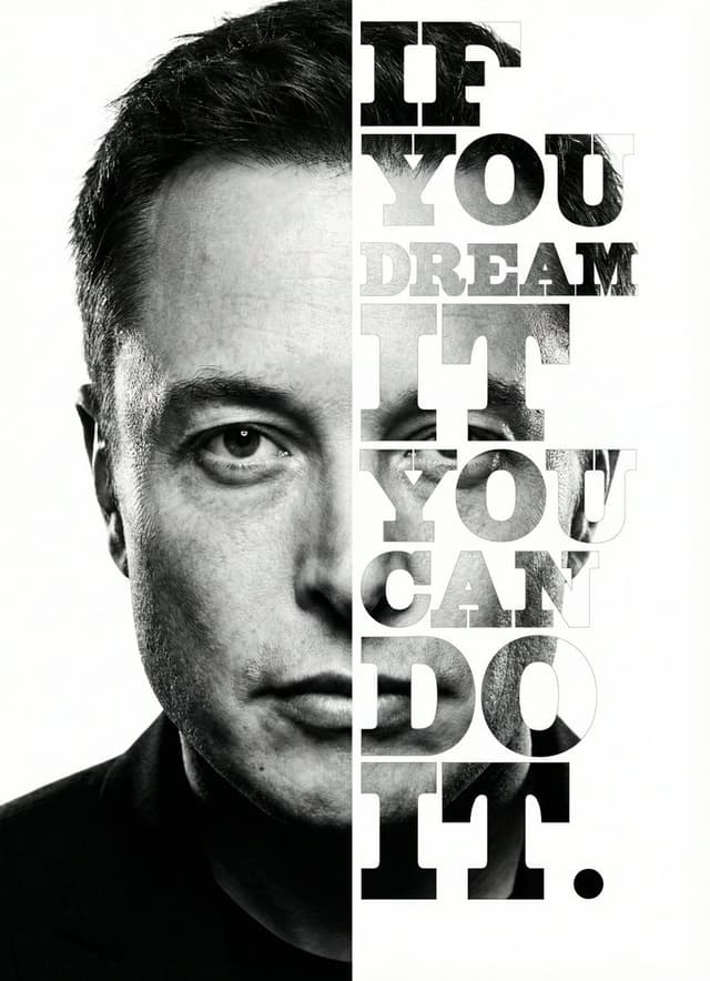 Elon Musk Typographic Split Portrait — output