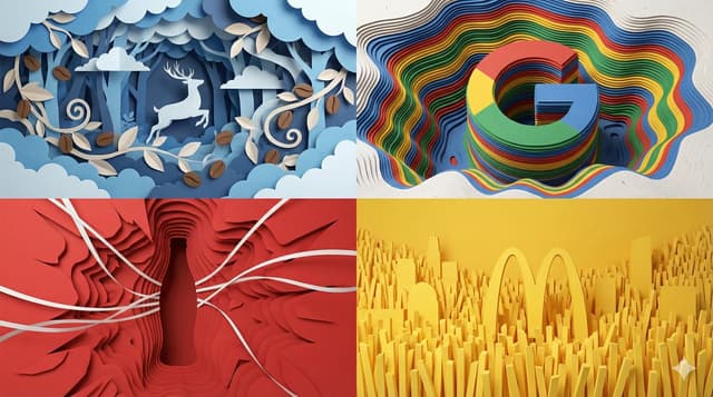 Complex Four-Quadrant Paper World Composite Prompt — output