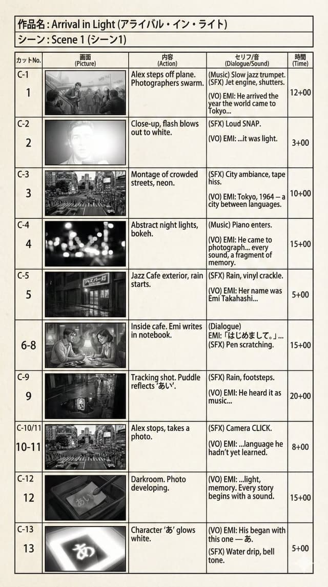 Comic / Storyboard - E-Konte (Japanese Storyboard) Generation — output
