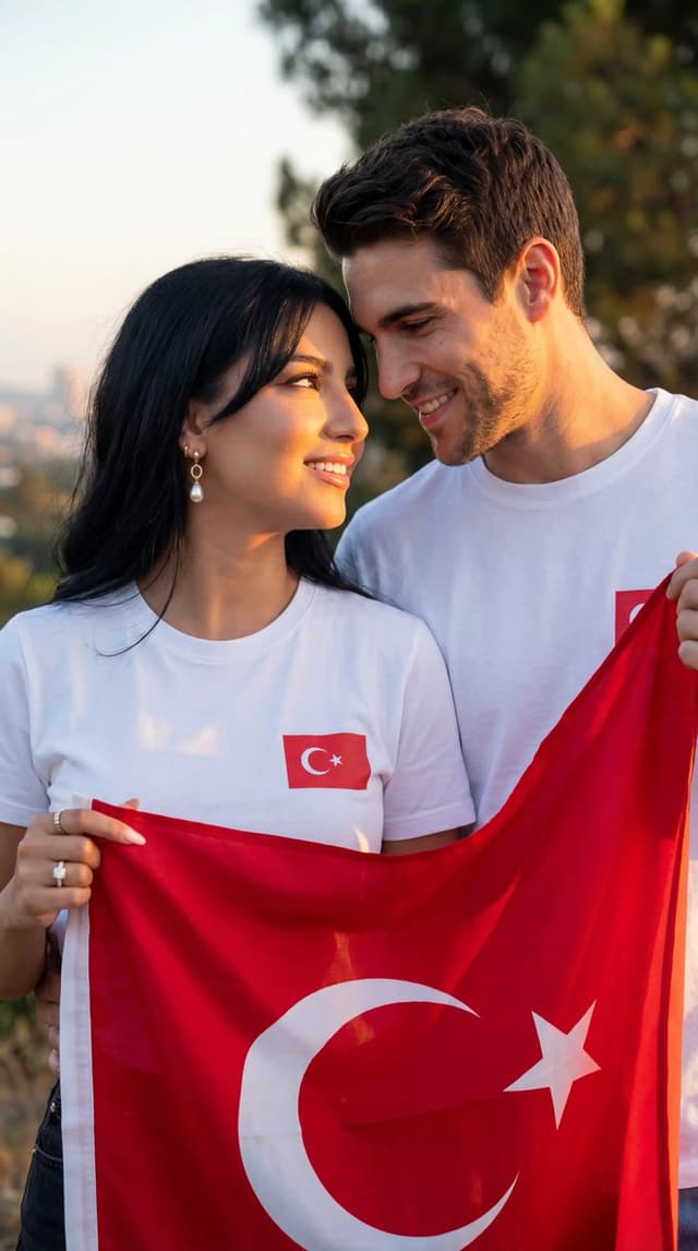 Social Media Post - Photorealistic Romantic Couple with Turkish Flag Prompt — output
