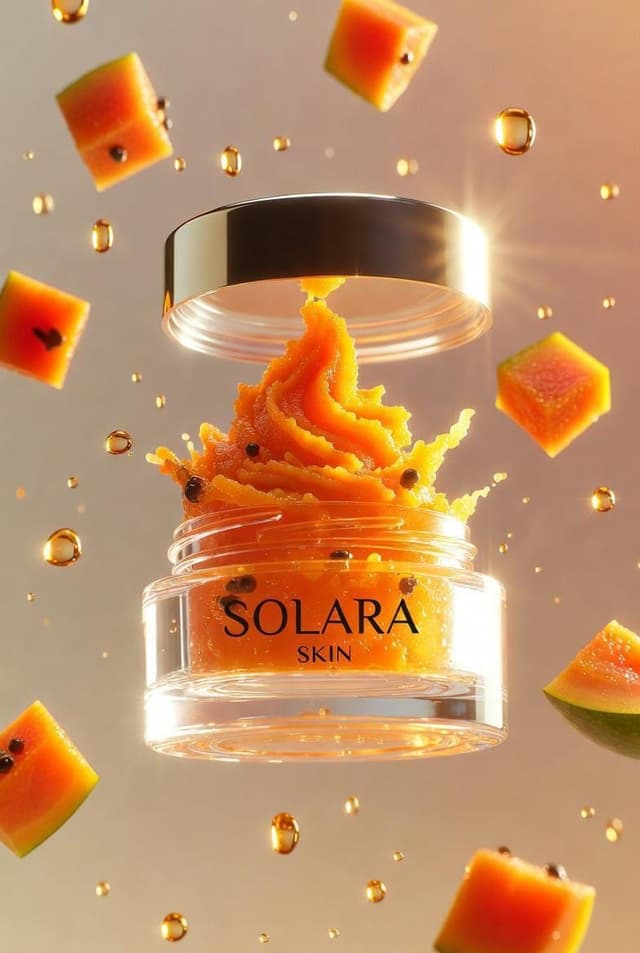 E-commerce Main Image - Hyperrealistic Luxury Product Photography of Papaya Scrub — output