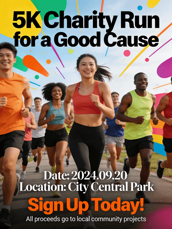 Energetic 5K Charity Run Poster — output