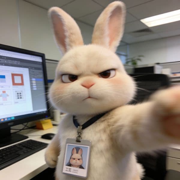 World-Weary Office Bunny Selfie — output
